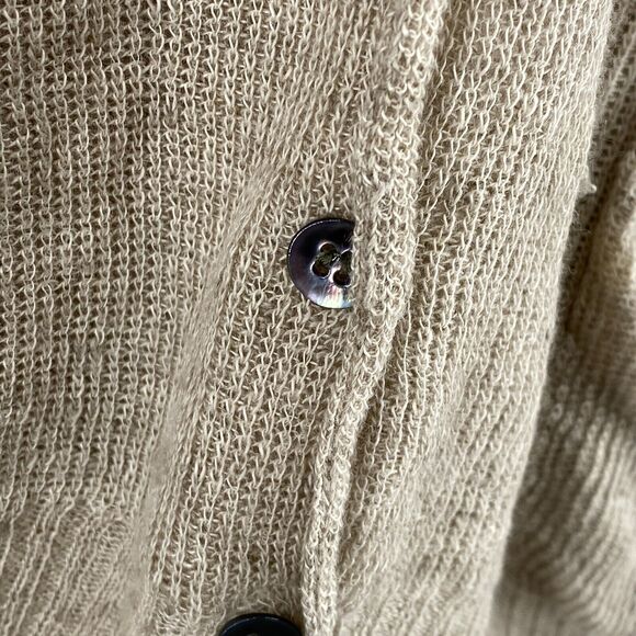 EILEEN FISHER Sweater Small Linen Cardigan Vest Button Front Sleeveless Beige - Picture 6 of 14